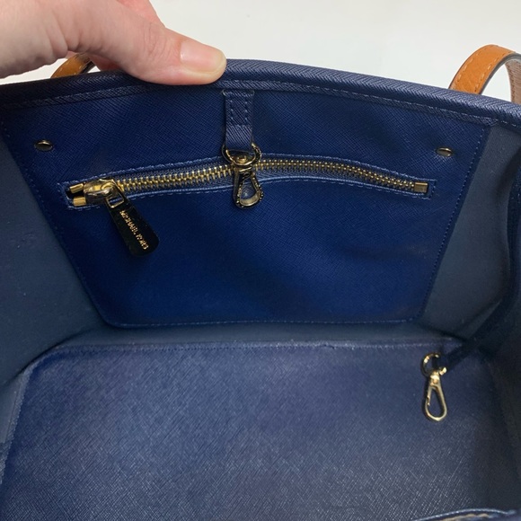 Michael Kors Blue Striped Leather Tote - Picture 10 of 16